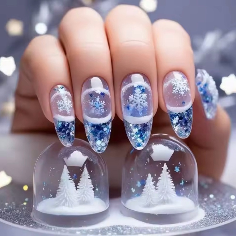 Winter Wonderland Snow Globe Nail Art